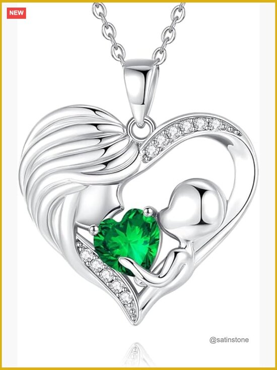 Jewelry - Sterling Silver Mom Birthstone Love Heart Pendant Necklace 18"